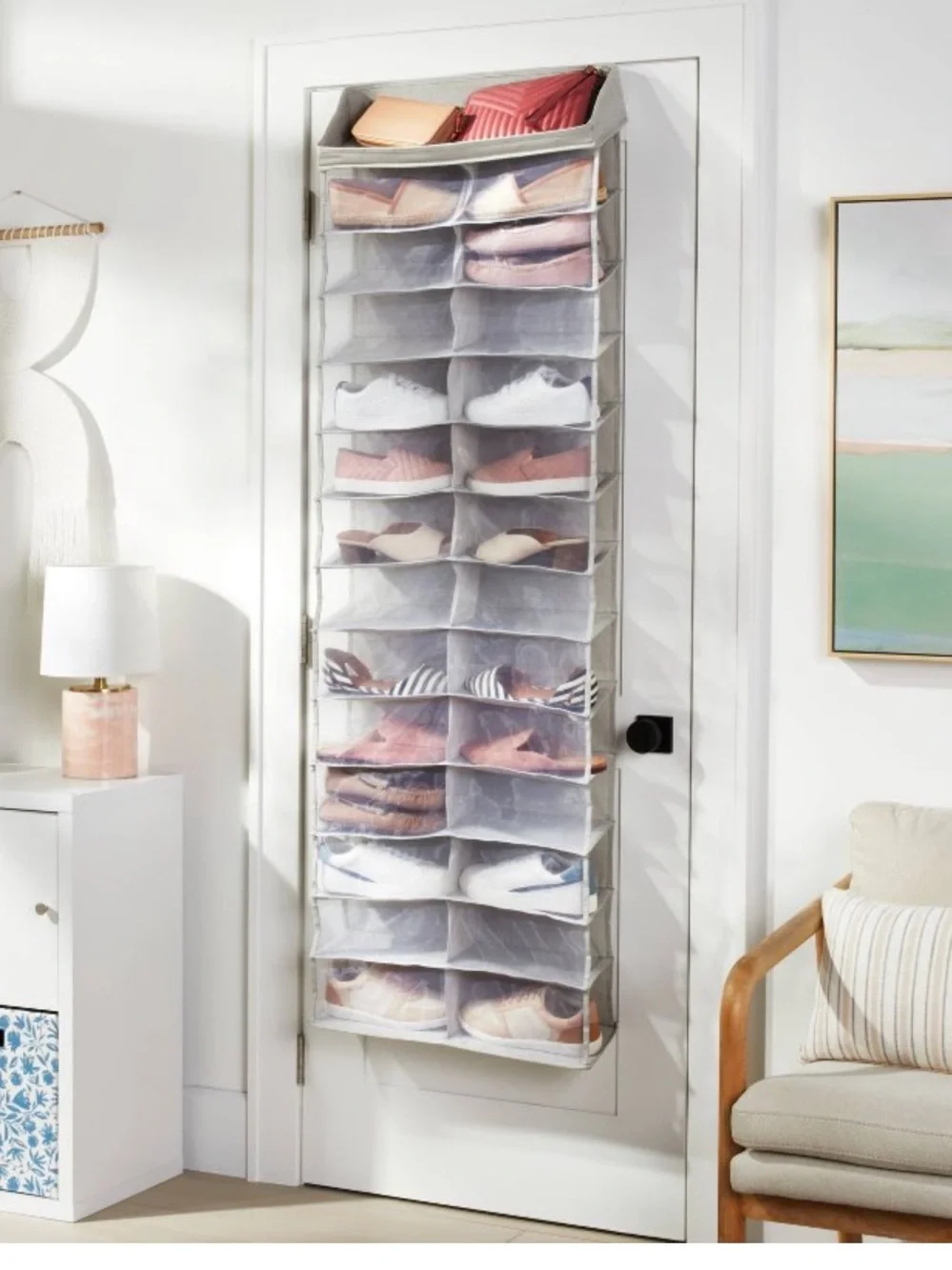 Over-the-Door 26 Pocket Shoe Organizer - Gray